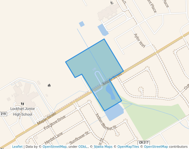 walking in Maple Street Park map in Lockhart