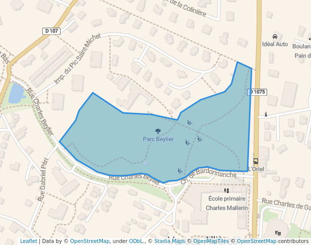 walking in Parc Beylier map in Varces-Allières-et-Risset