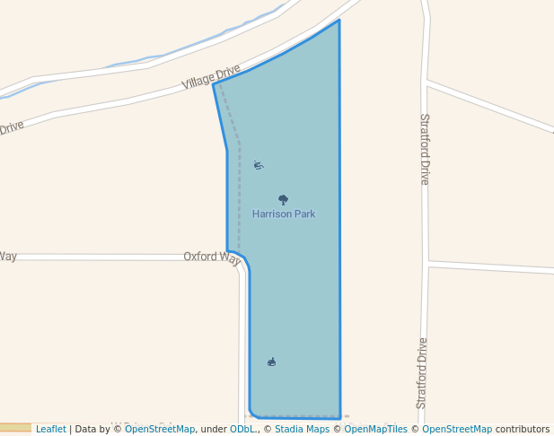 walking in Harrison Park map in The Village