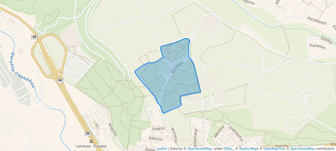 walking in Limassol Forest Park map in Limassol