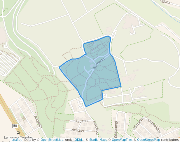 walking in Limassol Forest Park map in Limassol
