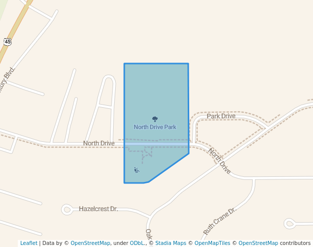 walking in North Drive Park map in Rantoul
