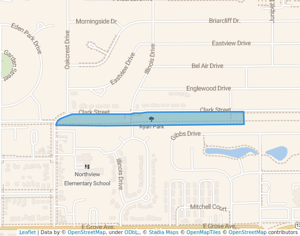 walking in Ryan's Park map in Rantoul