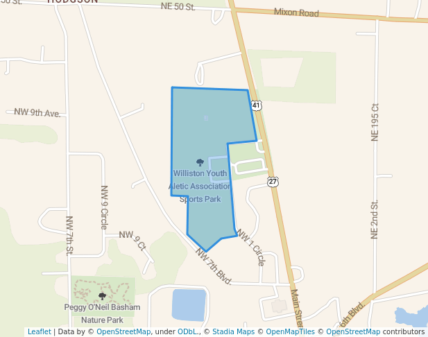 walking in Williston Youth Aletic Association Sports Park map in Williston