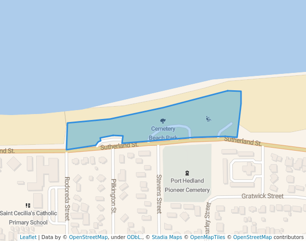 walking in Cemetery Beach Park map in Port Hedland