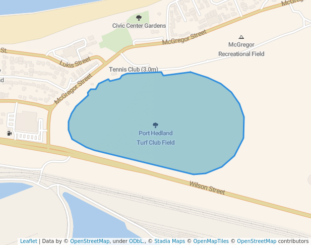 walking in Port Hedland Turf Club Field map in Port Hedland