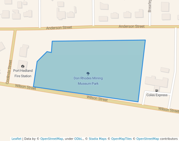 walking in Don Rhodes Mining Museum Park map in Port Hedland