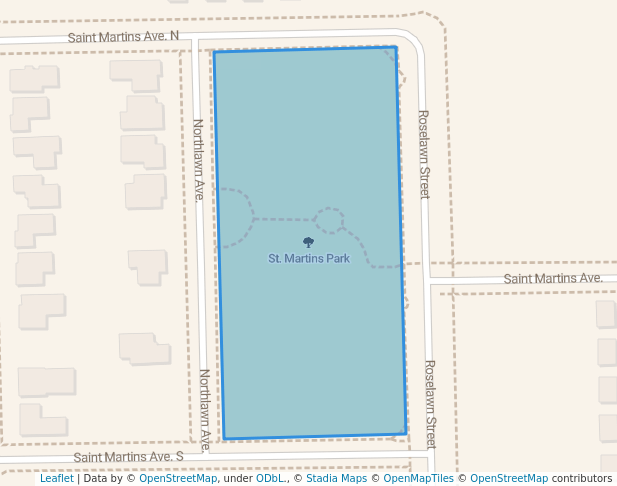 walking in St. Martins Park map in Detroit