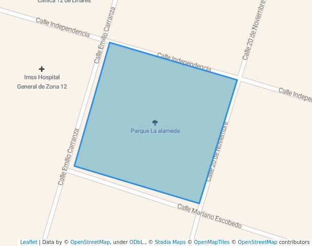 walking in Parque La alameda map in Linares