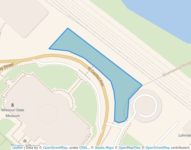 walking in Missouri State Capitol Fountains map in Jefferson City