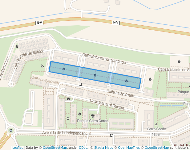 walking in Parque Batalla de Ocaña map in Badajoz