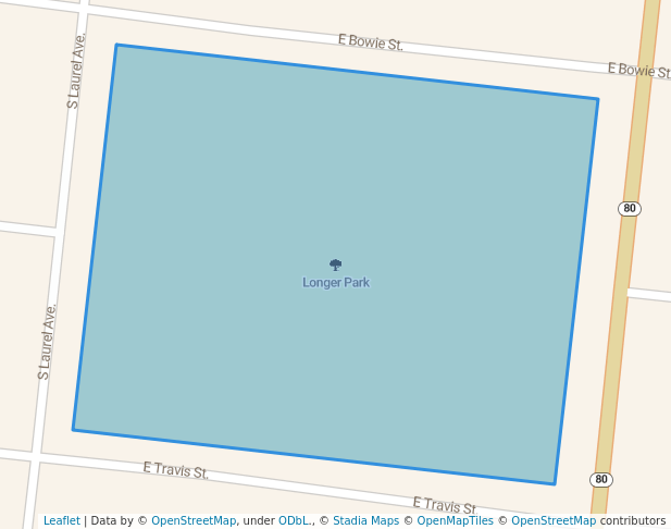 walking in Longer Park map in Luling