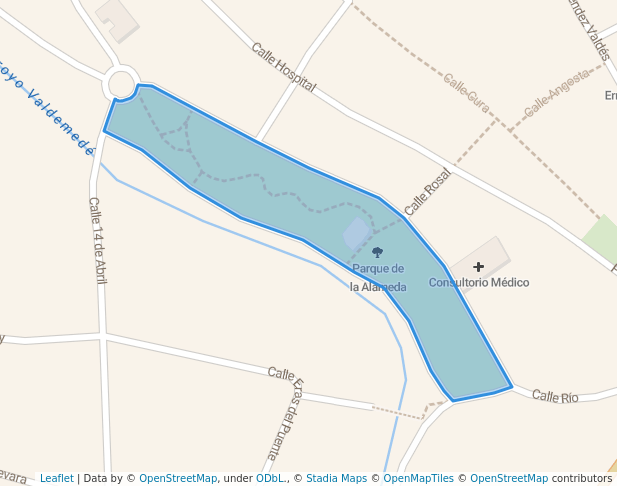 walking in Parque de la Alameda map in Ribera del Fresno