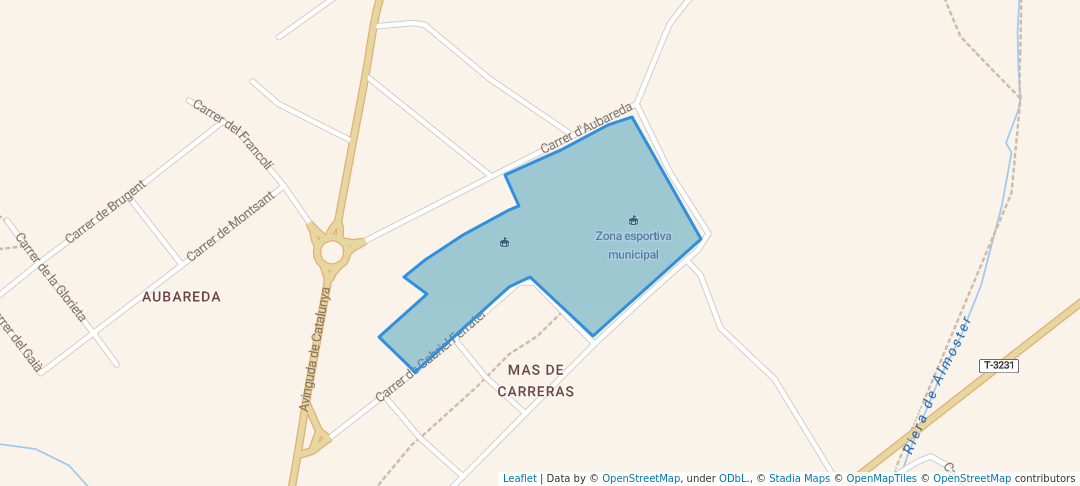 walking in Parc de L'Aubareda map in Almoster