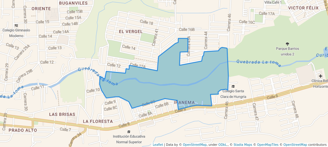 walking in Parque Barrios Unidos 1 map in Neiva