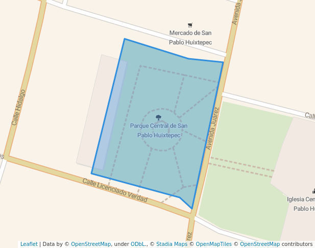 walking in Parque Central de San Pablo Huixtepec map in San Pablo Huixtepec