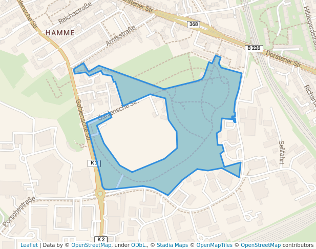 walking in Park Hamme map in Bochum