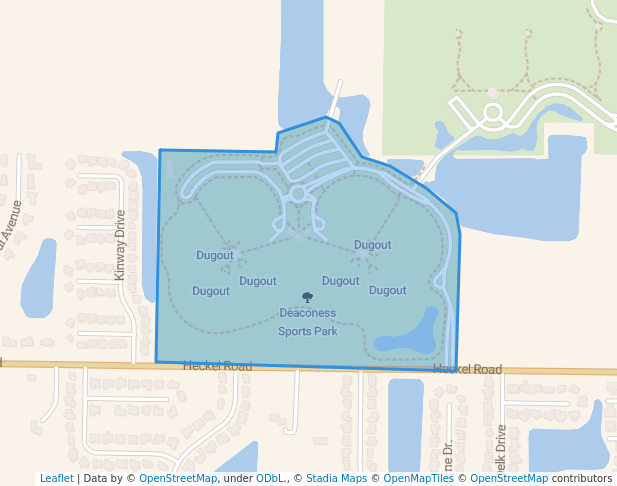 walking in Deaconess Sports Park map in Evansville