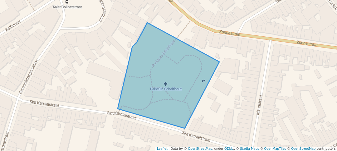 walking in Parktuin Schelfhout map in Aalst