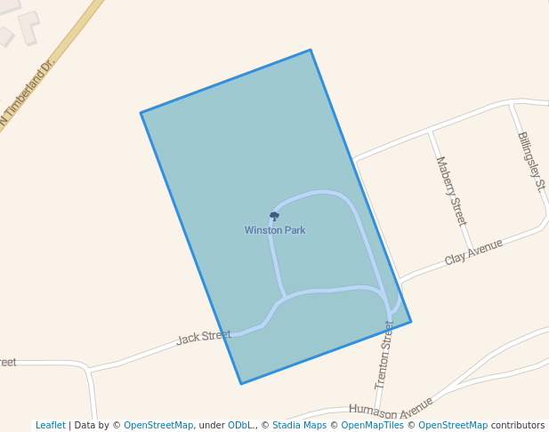 walking in Winston Park map in Lufkin