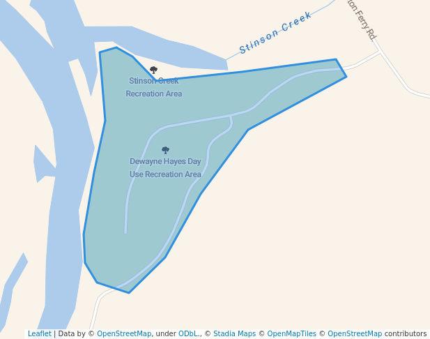 walking in Dewayne Hayes Day Use Recreation Area map in West Point