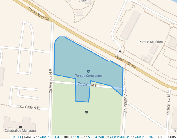 walking in Parque Campestre map in Managua