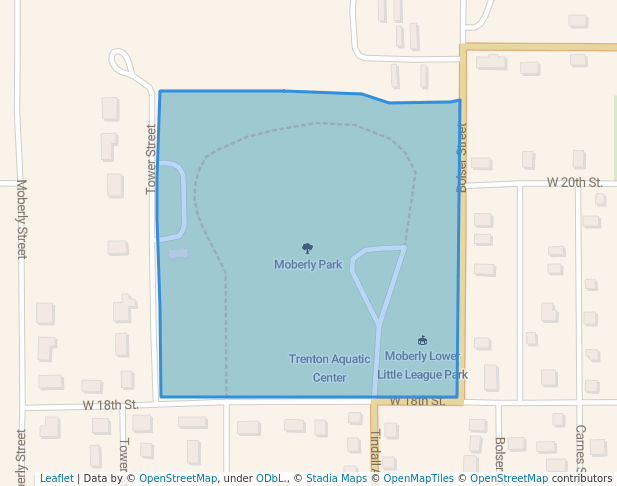 walking in Moberly Park map in Trenton