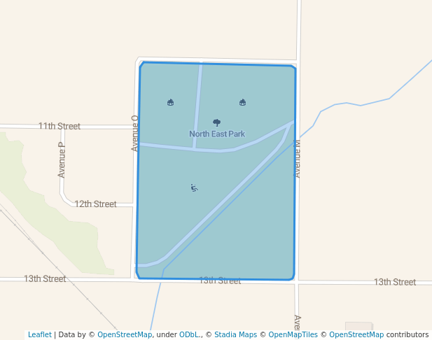 walking in North East Park map in Snyder