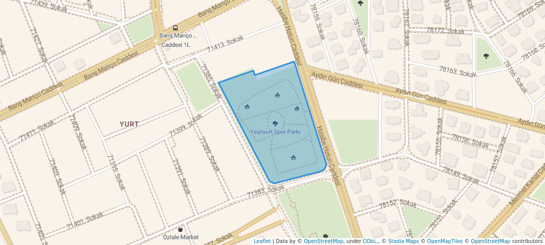 walking in Yeşilyurt Spor Parkı map in Adana