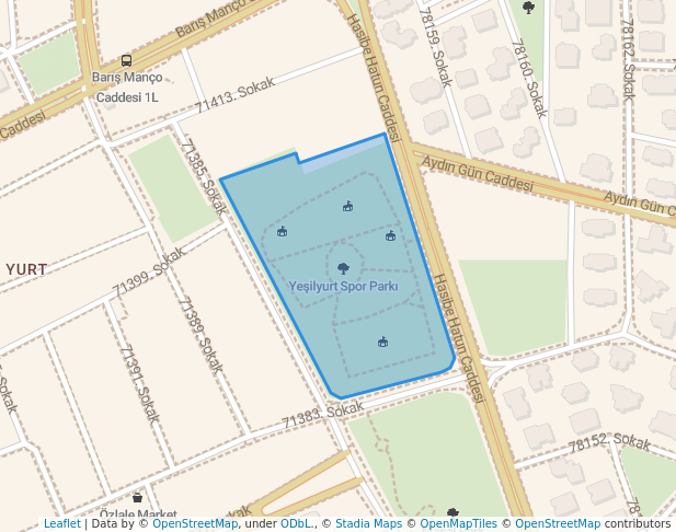 walking in Yeşilyurt Spor Parkı map in Adana