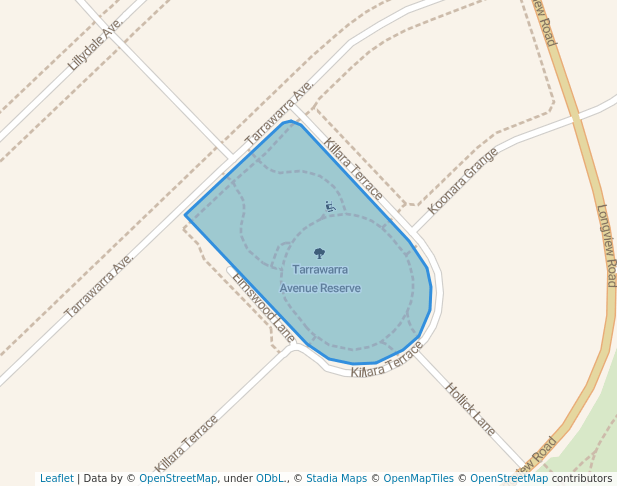 walking in Tarrawarra Avenue Reserve map in Gledswood Hills