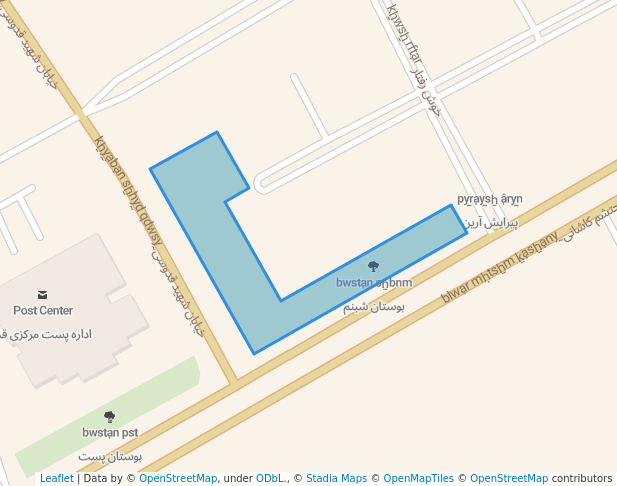 walking in بوستان شبنم map in Qom