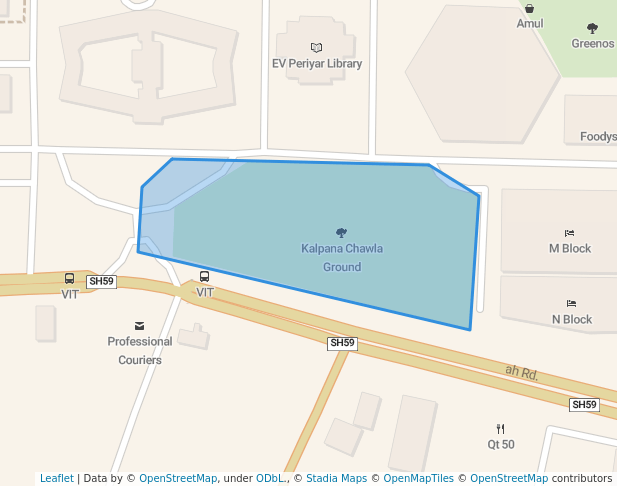 walking in Kalpana Chawla Ground map in Vellore