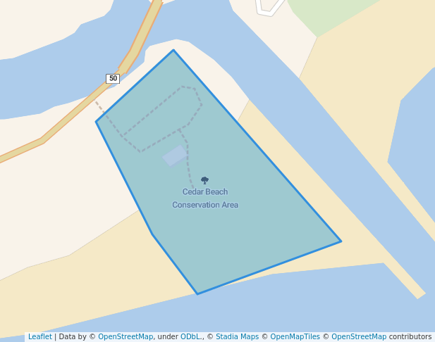 walking in Cedar Beach Conservation Area map in Kingsville