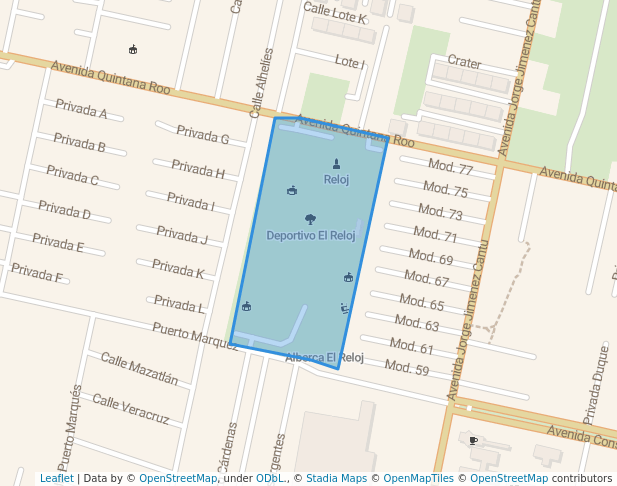 walking in Deportivo El Reloj map in San Pablo de las Salinas