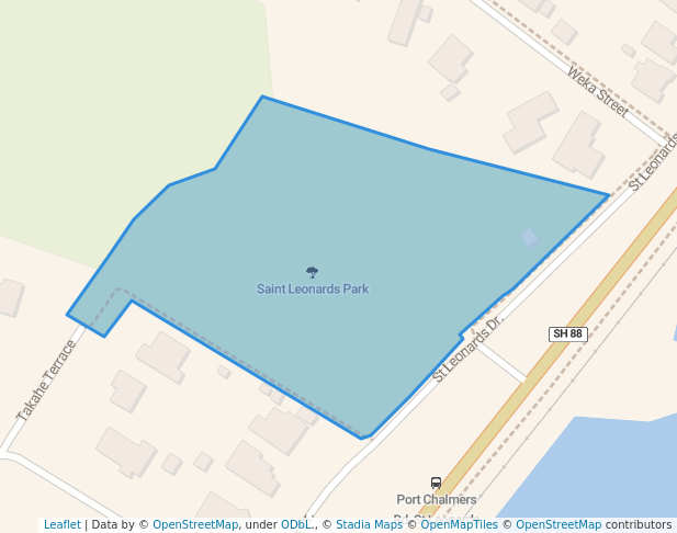 walking in Saint Leonards Park map in Dunedin