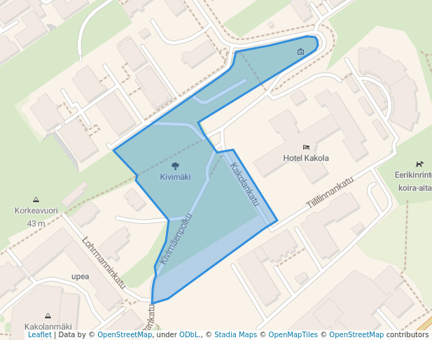 walking in Kivimäki map in Turku