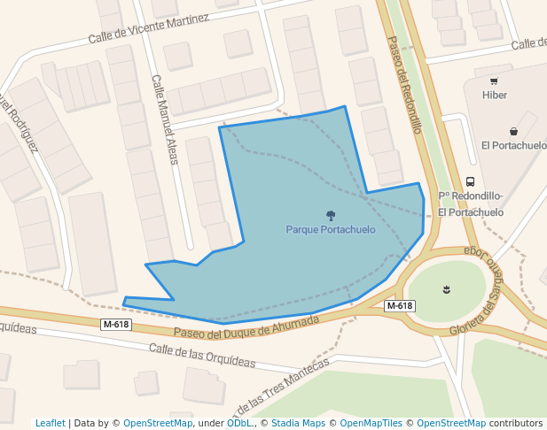 walking in Parque Portachuelo map in Colmenar Viejo