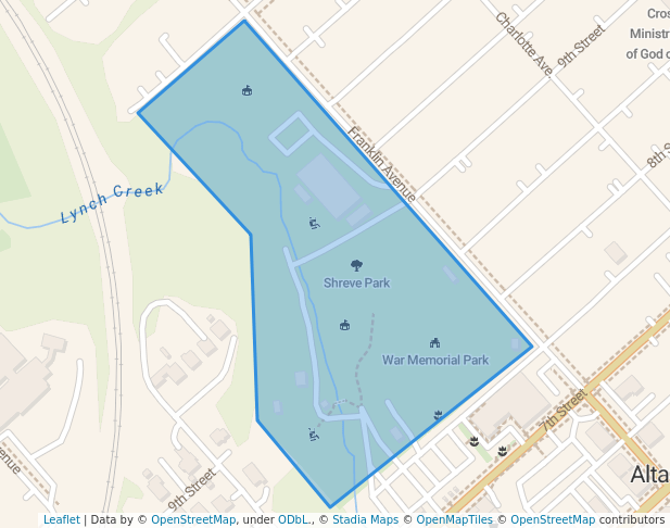 walking in Shreve Park map in Altavista