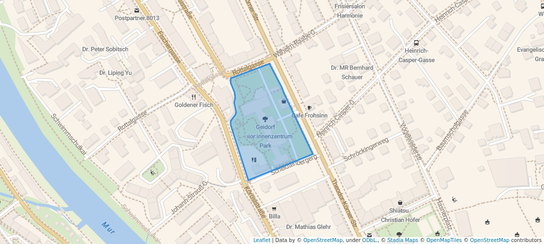 walking in Geidorf Seniorenzentrum Park map in Graz