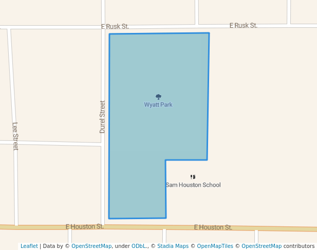 walking in Wyatt Park map in Marshall