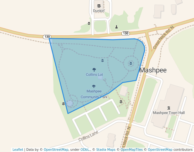 walking in Mashpee Community Park map in Mashpee