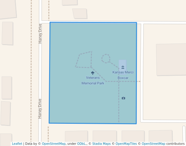 walking in Veterans Park map in Hays