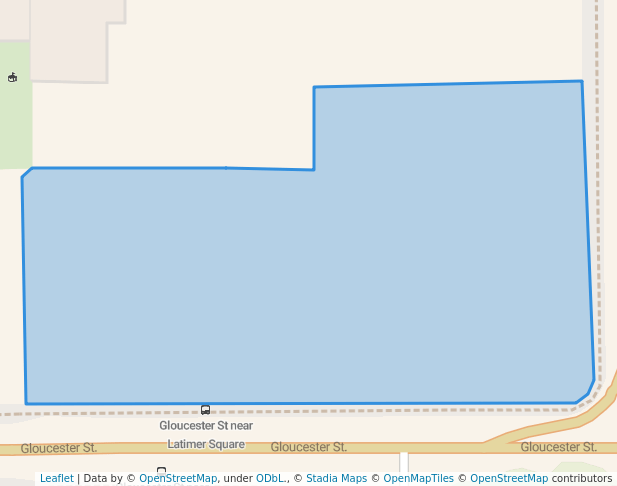 walking in Gloucester Green map in Christchurch