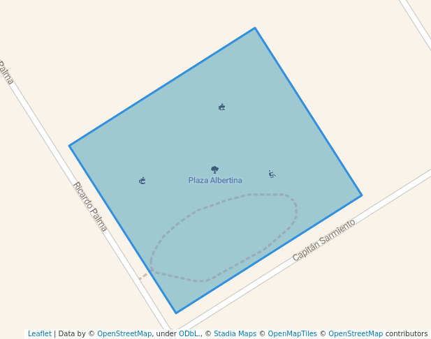 walking in Plaza Albertina map in Ingeniero Budge