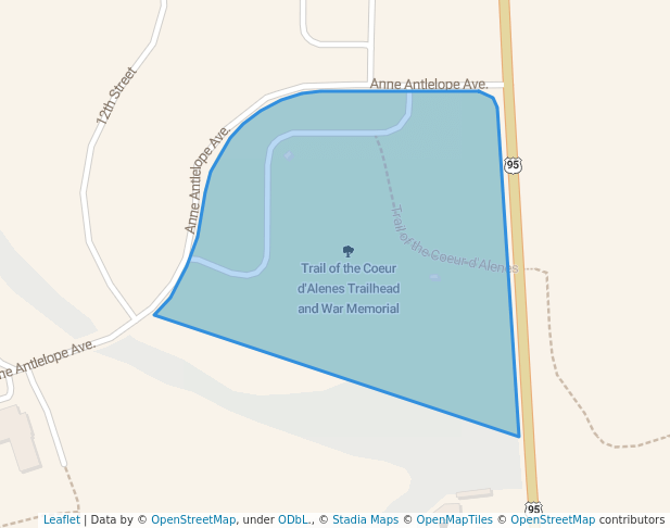 walking in Trail of the Coeur d'Alenes Trailhead and War Memorial map in Plummer