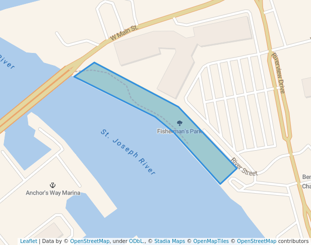 walking in Fisherman's Park map in Benton Harbor