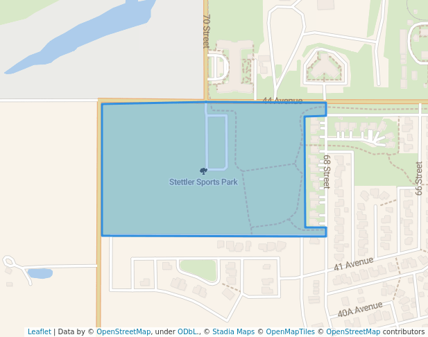 walking in Stettler Sports Park map in Stettler