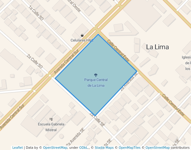 walking in Parque Central de La Lima map in La Lima