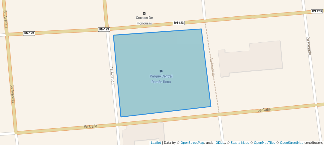 walking in Parque Central Ramón Rosa map in El Paraíso